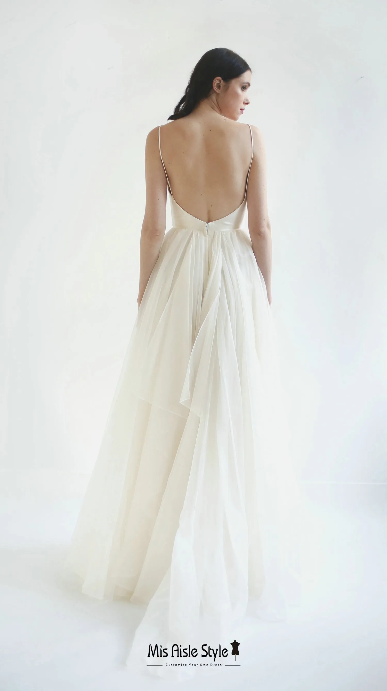 A line V-neckline Summer Wedding Dress