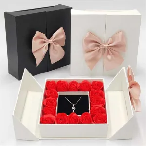 Double Door Jewelry Rose Box-صندوق مجوهرات وردي