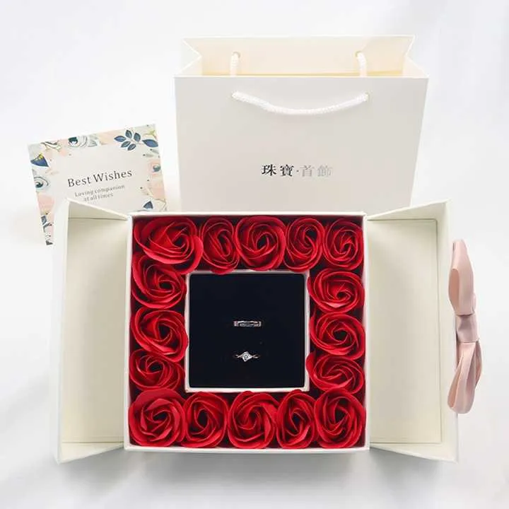 Double Door Jewelry Rose Box-صندوق مجوهرات وردي