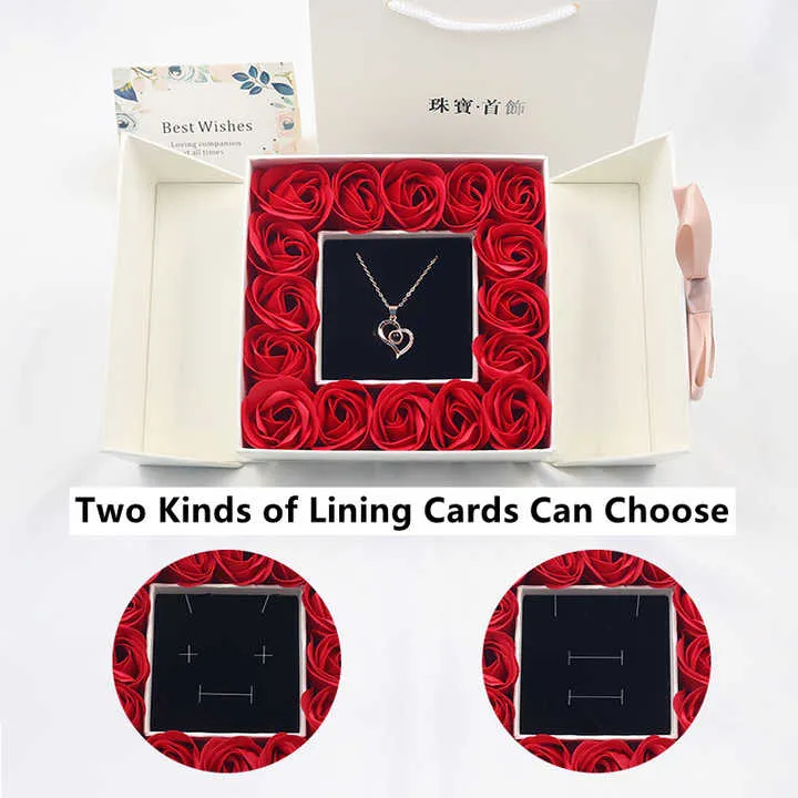 Double Door Jewelry Rose Box-صندوق مجوهرات وردي