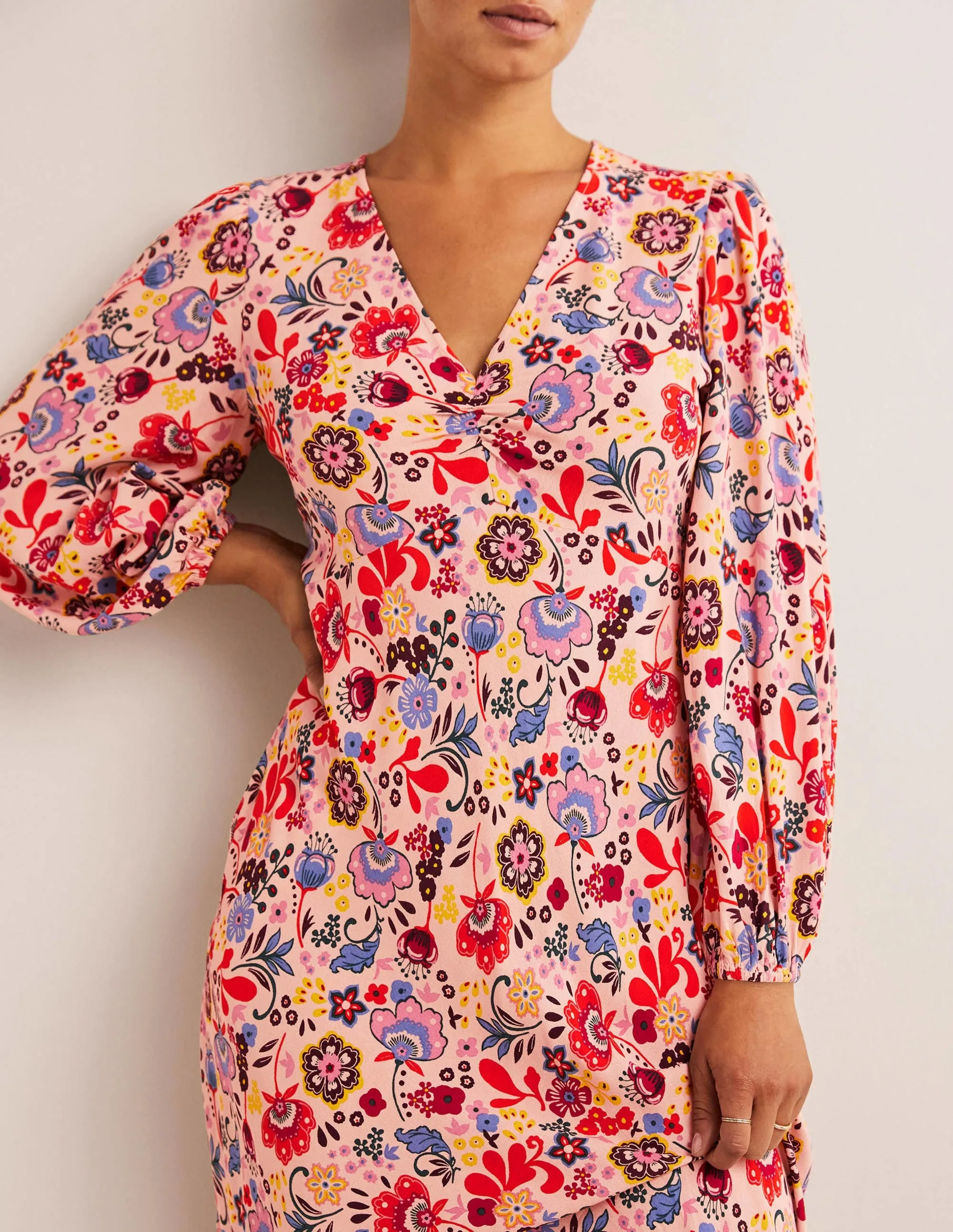 Empire Midi Tea Dress-Milkshake, Pretty Paradise