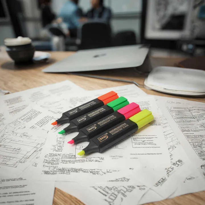 German Flat Tip Clip Highlighter Pen-مجموعة أقلام تمييز ذات
