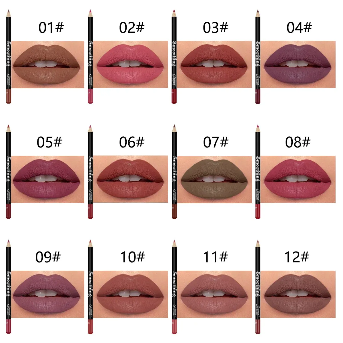 Long-Lasting Lip Liner Pencils , 12 pcs