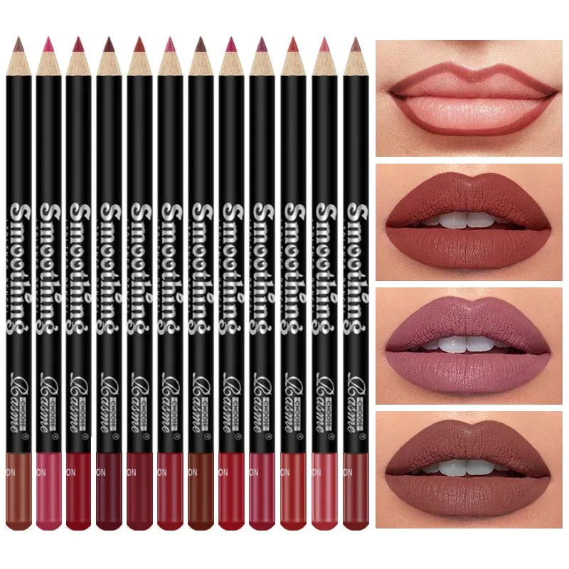Long-Lasting Lip Liner Pencils , 12 pcs