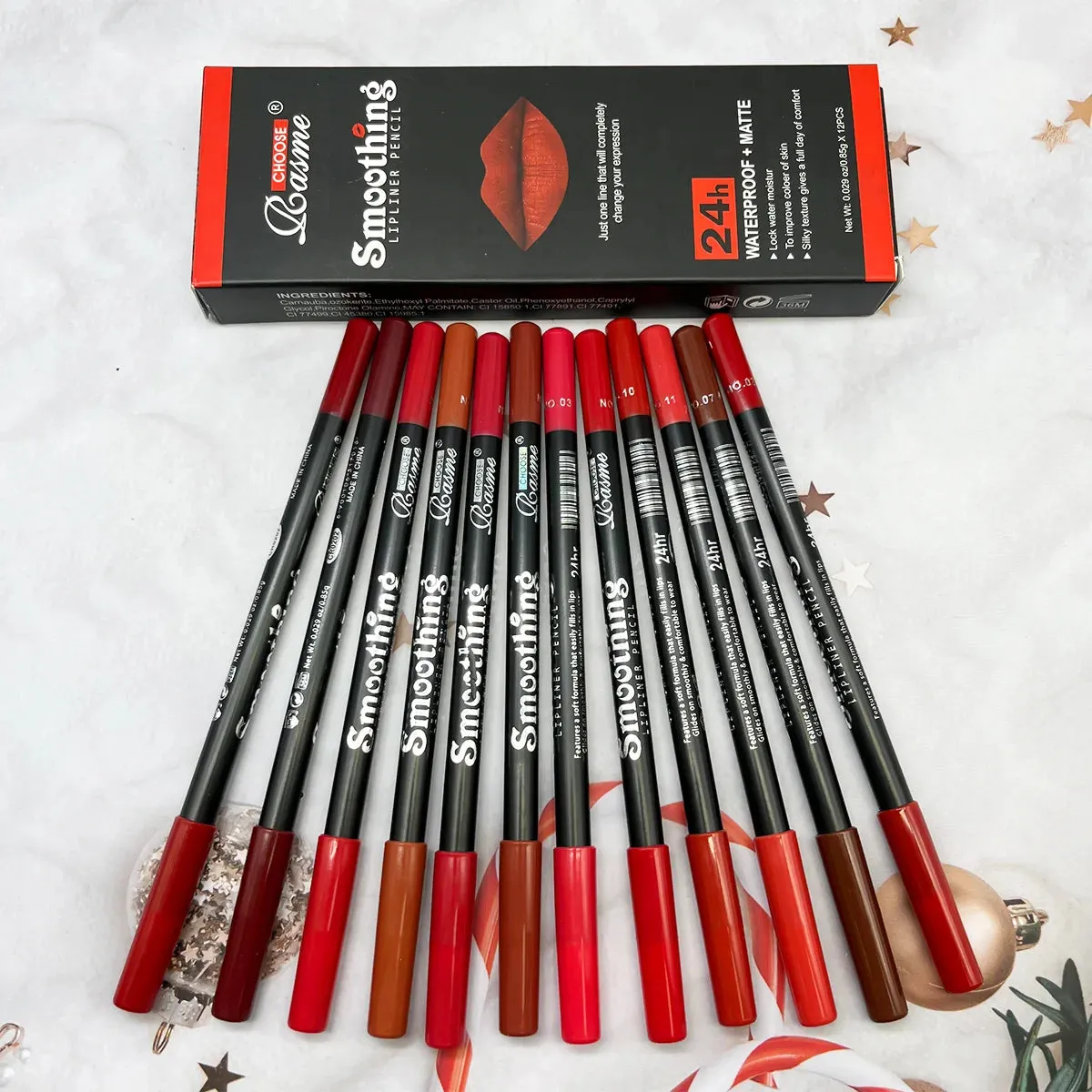 Long-Lasting Lip Liner Pencils , 12 pcs