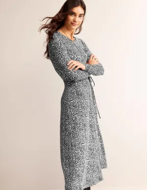 Lucy Jersey Midi Dress-Black, Animal Spot