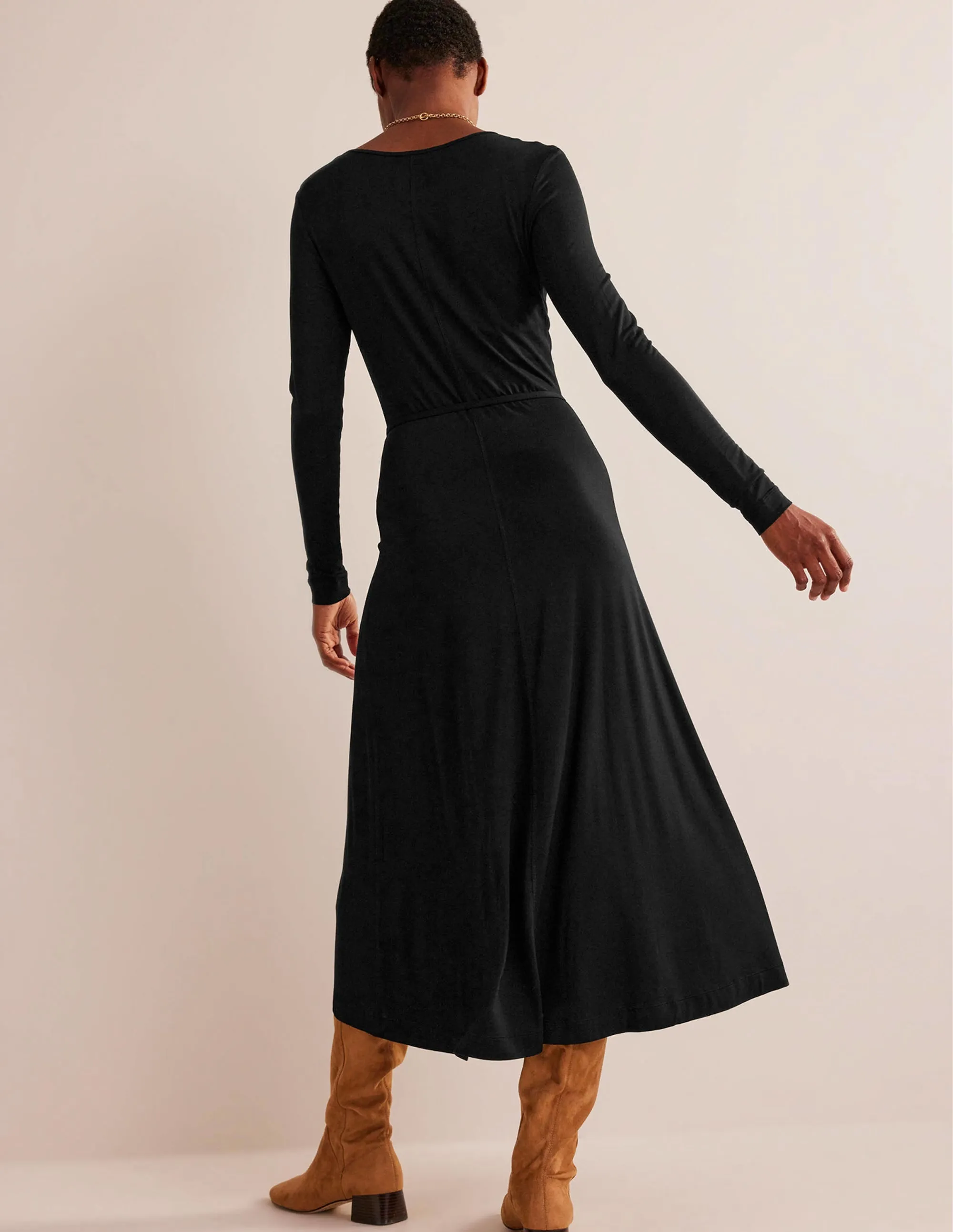 Lucy Jersey Midi Dress-Black