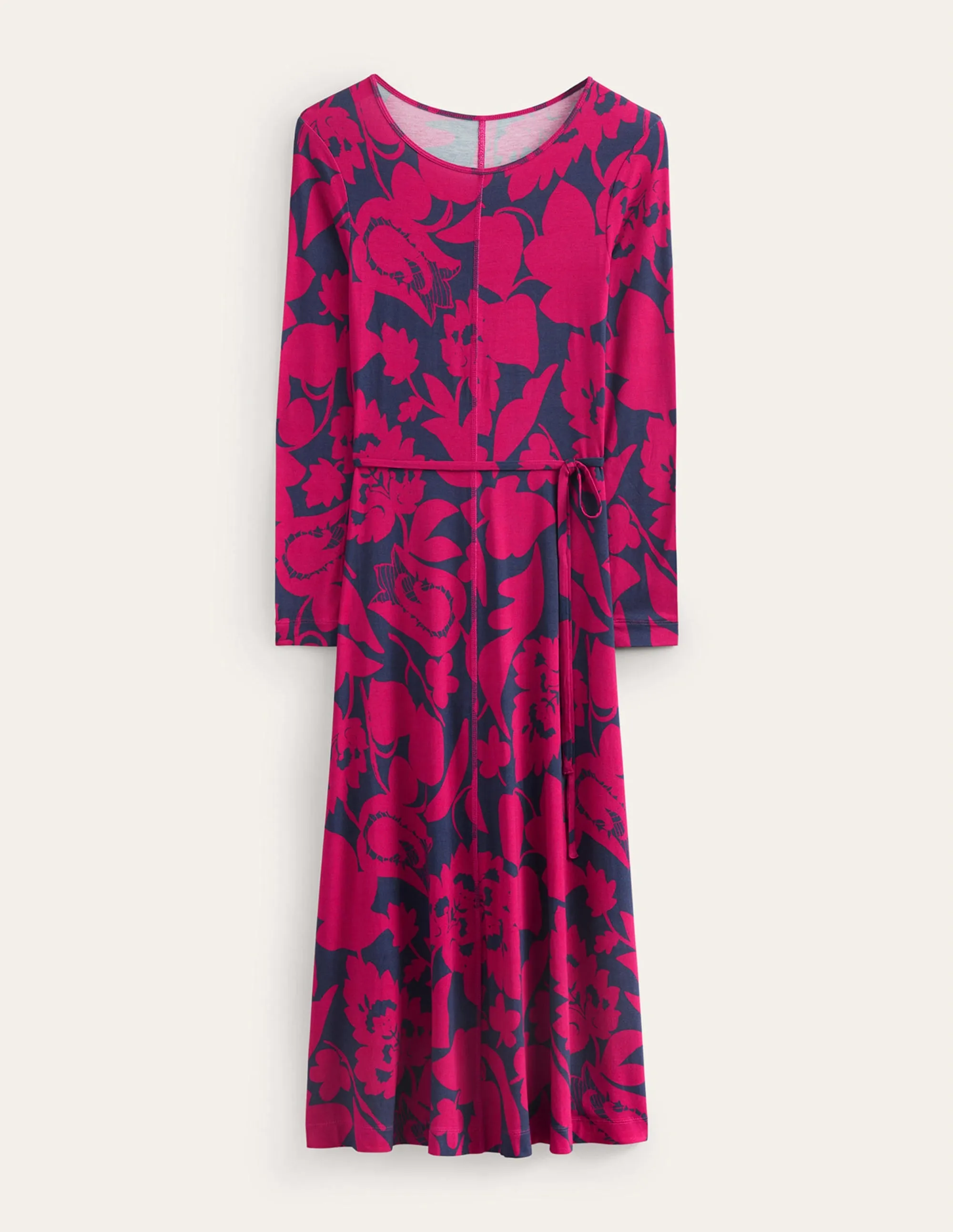 Lucy Jersey Midi Dress-Warm Cranberry, Tulip Bloom