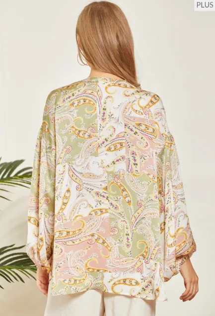 Plus Sage Blush Dreams Silk Blouse