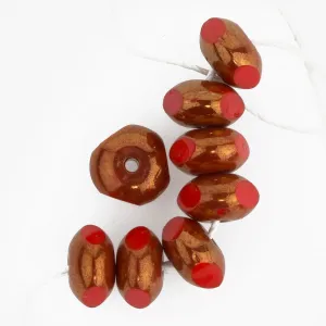Red and Gold Luster Rounds. 4x7mm. Pkg of 5. B11-RD-0766(e)