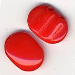 Vintage 2-hole lipstick red oval. Holes run horizontally. 8 x 14mm. Pkg. of 4.  B11-rd-0604