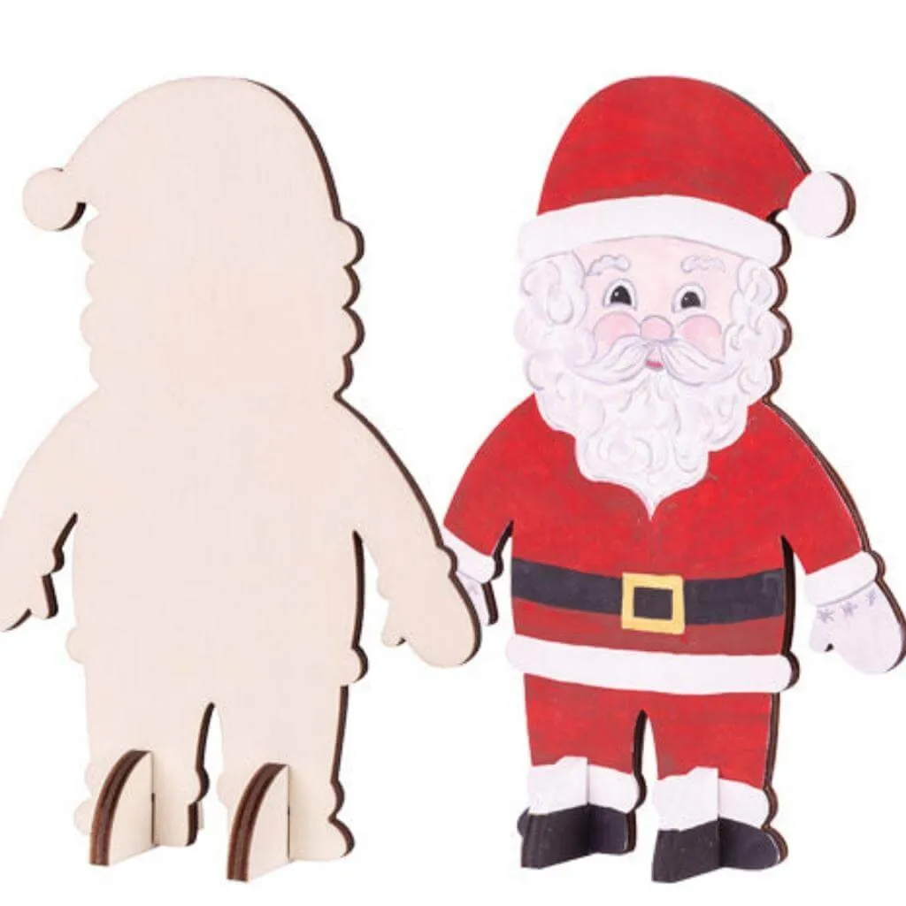 Wooden Standing Santa Pack of 10